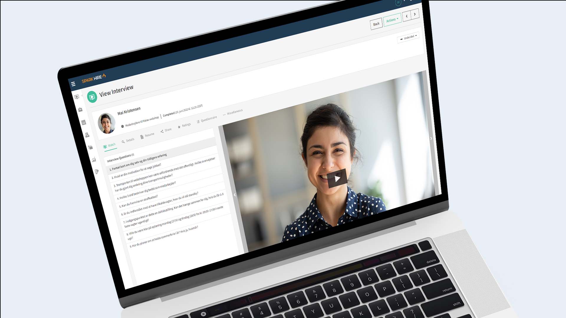 Spark hire på computerskærm