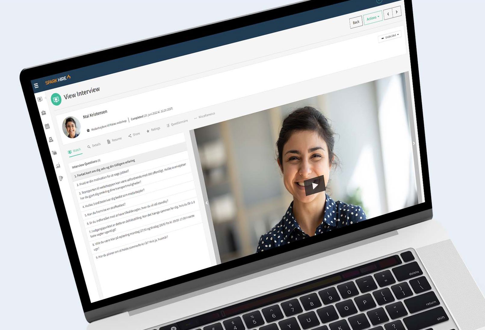 Spark hire på computerskærm